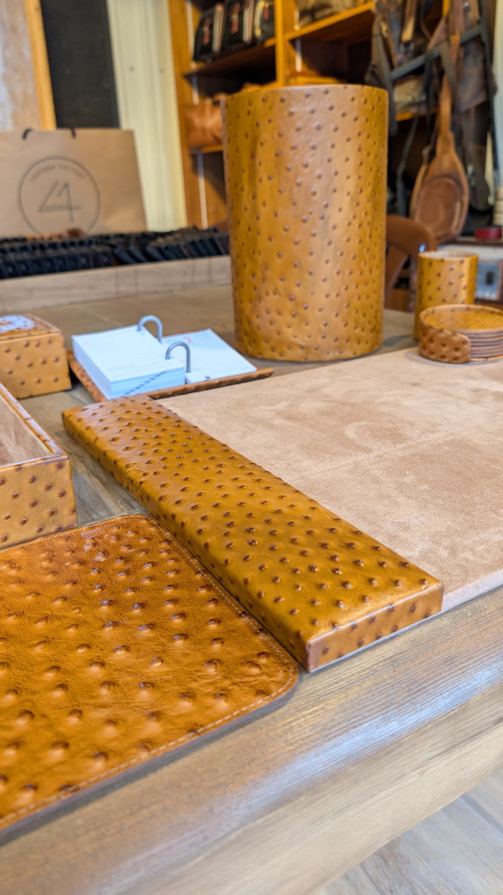 Executive Leather & Wood Desk Set
