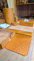 Executive Leather & Wood Desk Set